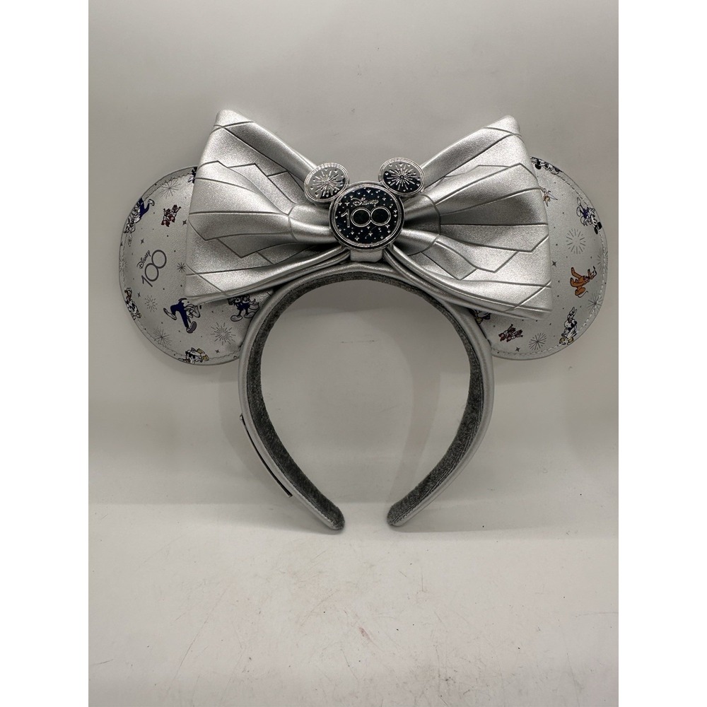 Disney 100th Anniversary Platinum Minnie Mouse Ears Headband Loungefly Silver